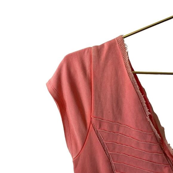 Free People Double V Bodycon Coral Dress Size Large - Picture 8 of 10